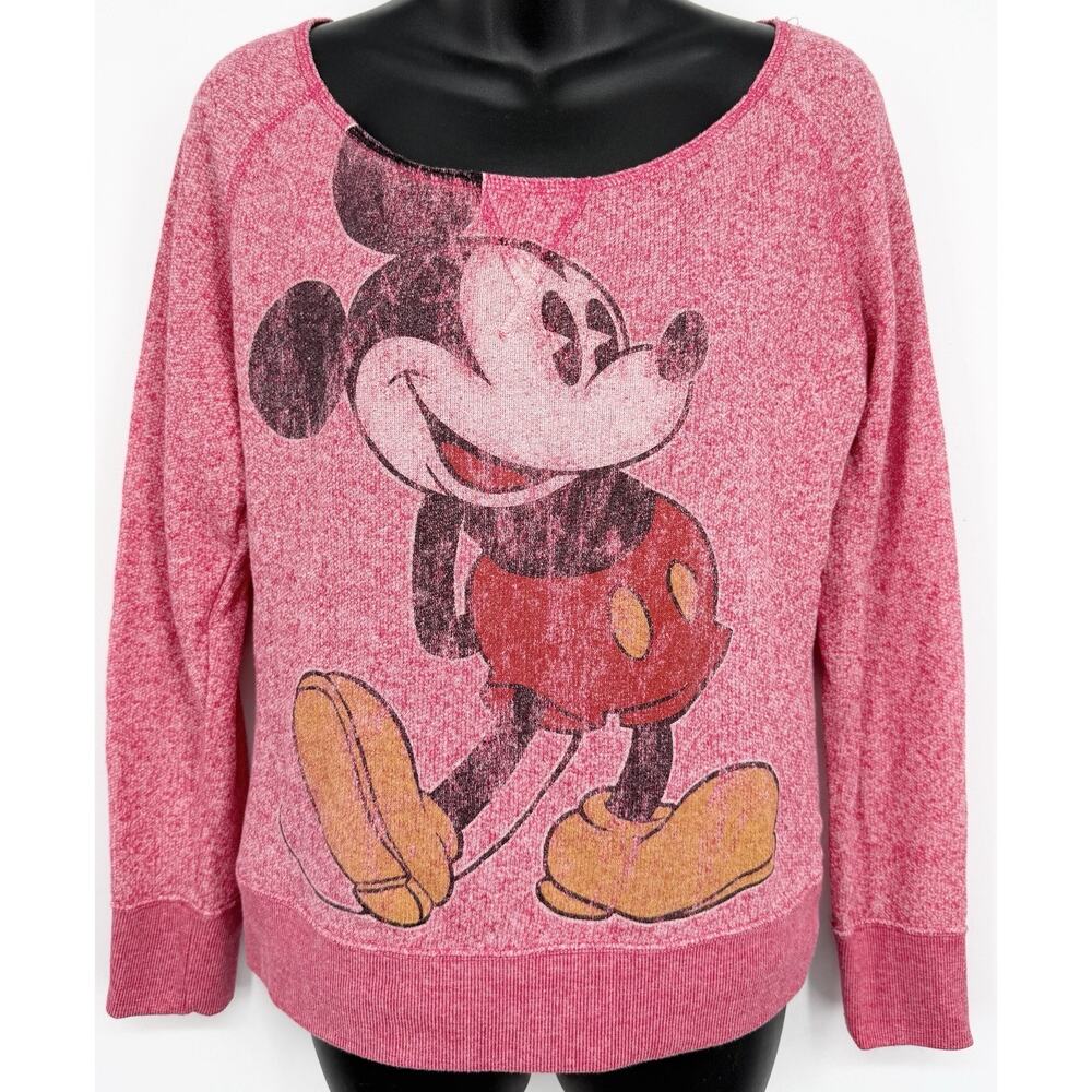 Disney Parks Womens Pink Micky Mouse Off The Shoulder Sweater Medium Comfort